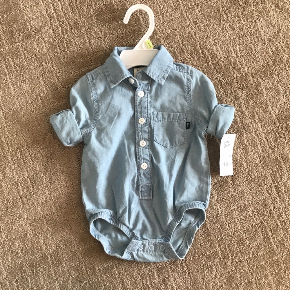 Chambray button down dress shirt onesie 3 month